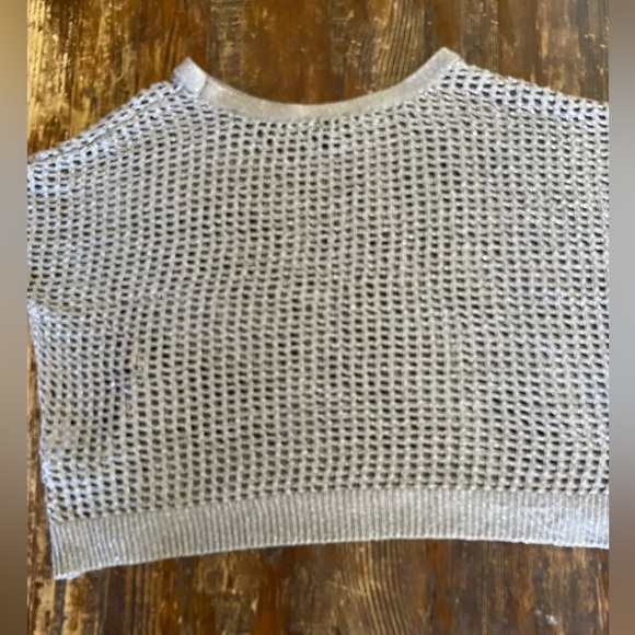 Express cropped open knit top with silver thread - Picture 4 of 10